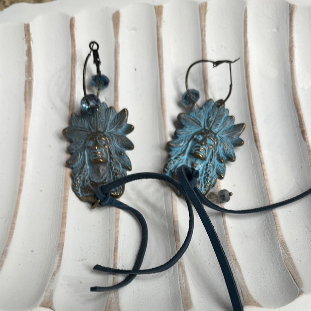 Art by Amy Blue Tribal Women Earrings